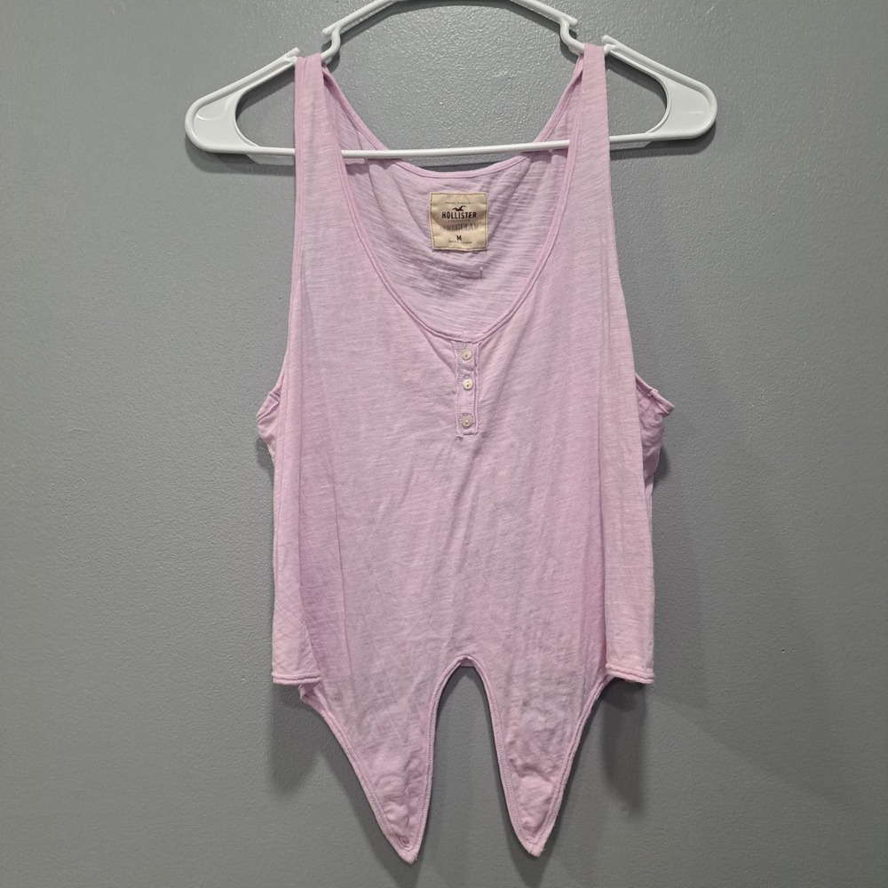 Hollister Womens Lilac Purple Tie Front Henley Tank Top Size M Sleeveless